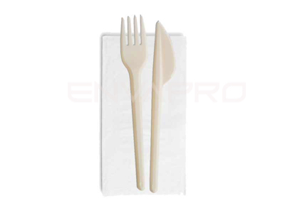 PACK ENFUNDADO 3/1 CUCHILLO Y TENEDOR MAS SERV. BLANCO REUTILIZABLES