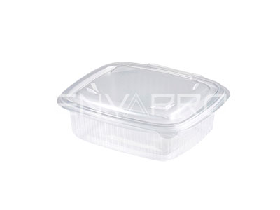 TARRINA PP RECTANGULAR TAPA BISAGRA 370 ml