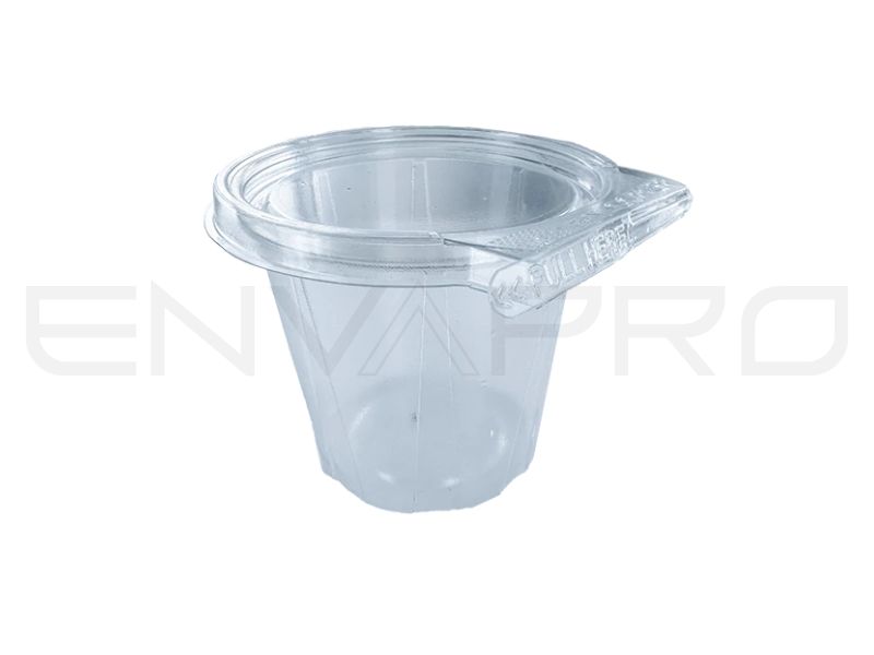 TARRINA TRANSPARENTE rPET CON TAPA BISAGRA Y CIERRE DE SEGURIDAD 350 ml