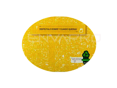 TAPA CARTÓN AMARILLA ENVASE ALUMINIO OVALADO 64 OZ 21 x 18cm