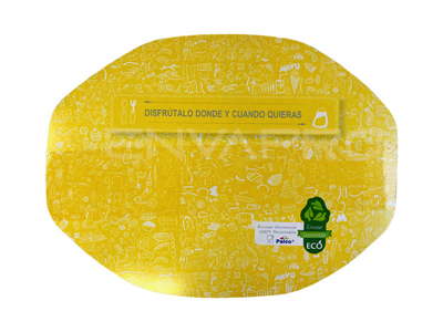 TAPA CARTÓN AMARILLA ENVASE HEXAGONAL ALUMINIO 21 x 18 cm