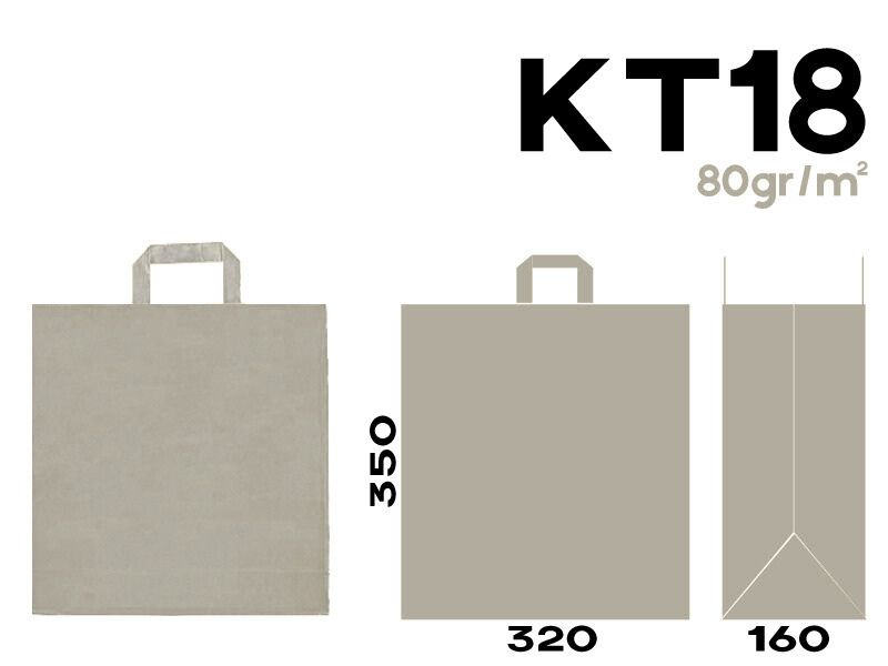 BOLSA PAPEL ASA PLANA BLANCA (M) 80gr 32 x 16 x 35 cm 250 uds. KT18