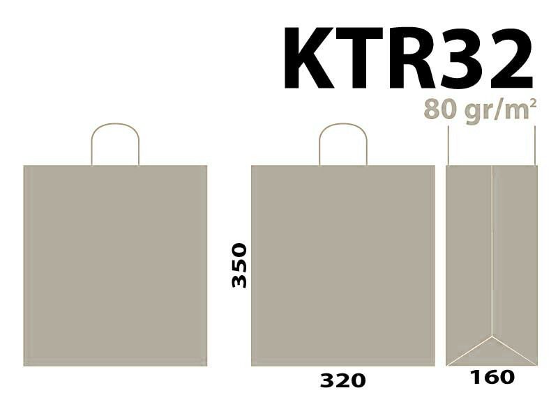 BOLSA PAPEL ASA RIZADA BLANCA 80 grs 32 x 16 x 35 cm KTR32