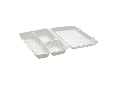 PORTAMENU RECTANGULAR 3 COMP. BEPULP BLANCO 1.400 ml. 380 x 240 x 61 mm (700/400/300 ml.)