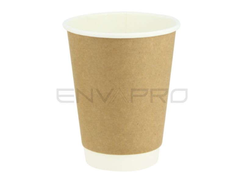 VASO CARTÓN KRAFT/BLANCO DOBLE PARED 12/14 oz 350 ml BOCA 90 mmØ