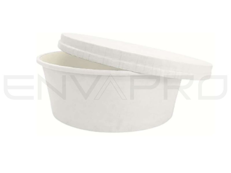 TARRINA CARTÓN BLANCA CON TAPA 23 oz. 700 ml.