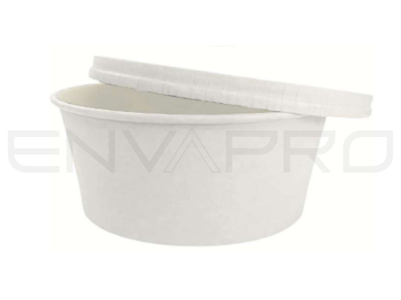 TARRINA CARTÓN BLANCA CON TAPA 30 oz. 900 ml.