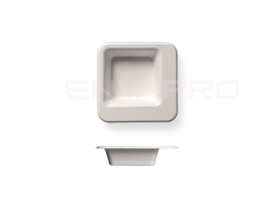 PLATO HONDO CUADRADO CAÑA DE AZÚCAR BLANCO 145 x 145 x 35 mm