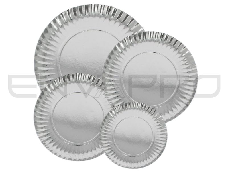 BANDEJA REDONDA CARTÓN PLATA 320mmØ