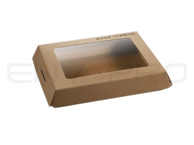 TAPA CARTÓN KRAFT CON VENTANA 336 x 253 x 47 mm