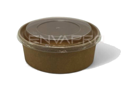 TARRINA CARTÓN KRAFT/KRAFT CON TAPA PET 37 oz. 1.100 ml..