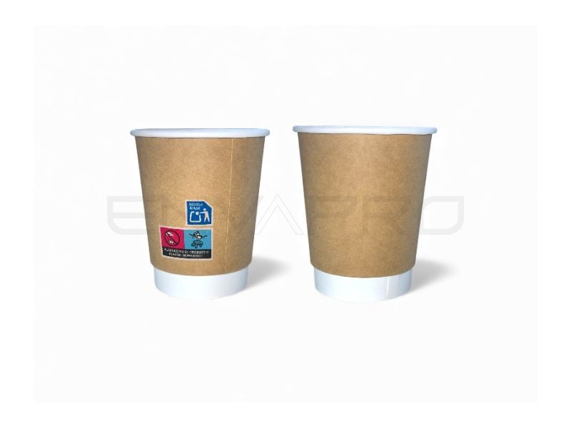 VASO CARTÓN KRAFT/BLANCO DOBLE PARED 7 oz. 210 ml. BOCA 80 mmØ