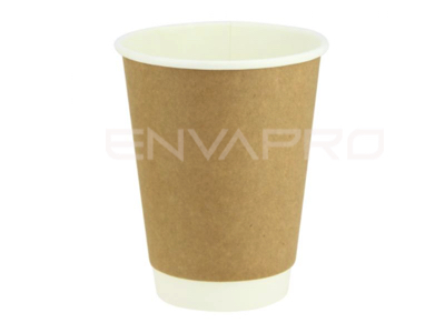 VASO CARTÓN KRAFT/BLANCO DOBLE PARED 12/14 oz 350 ml BOCA 90 mmØ