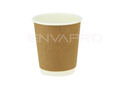 VASO CARTÓN KRAFT/BLANCO DOBLE PARED 8 oz 240 ml BOCA 80 mmØ
