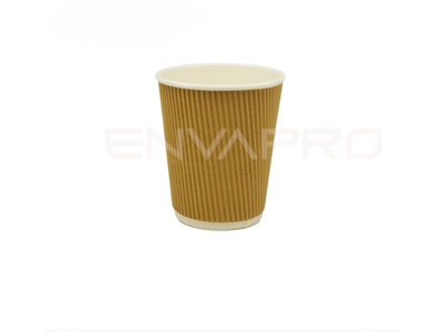 VASO CARTÓN KRAFT/BLANCO DOBLE PARED RIZADO 8 oz 240 ml BOCA 80mmØ