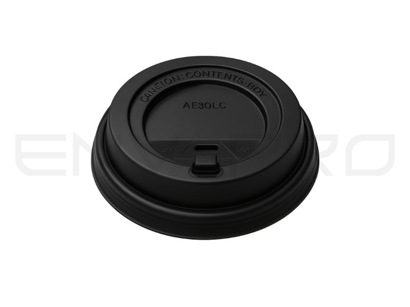 TAPA PS NEGRA CON CIERRE PARA VASO CARTÓN 80 MMØ