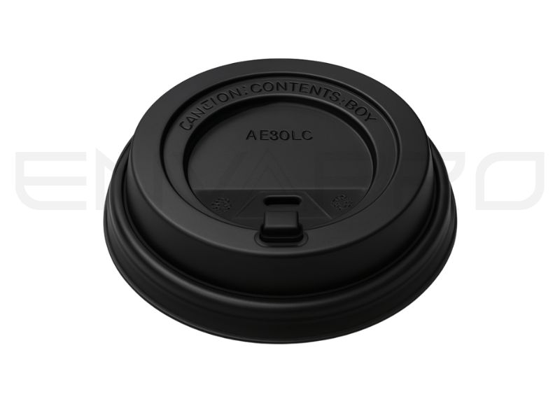 TAPA PS NEGRA CON CIERRE PARA VASO CARTÓN 90 MMØ