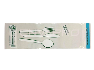 Nº1 BOLSA CON SOLAPA ADHESIVA RECICLABLE 8x25x3 cm  DECORADO CUBIERTOS