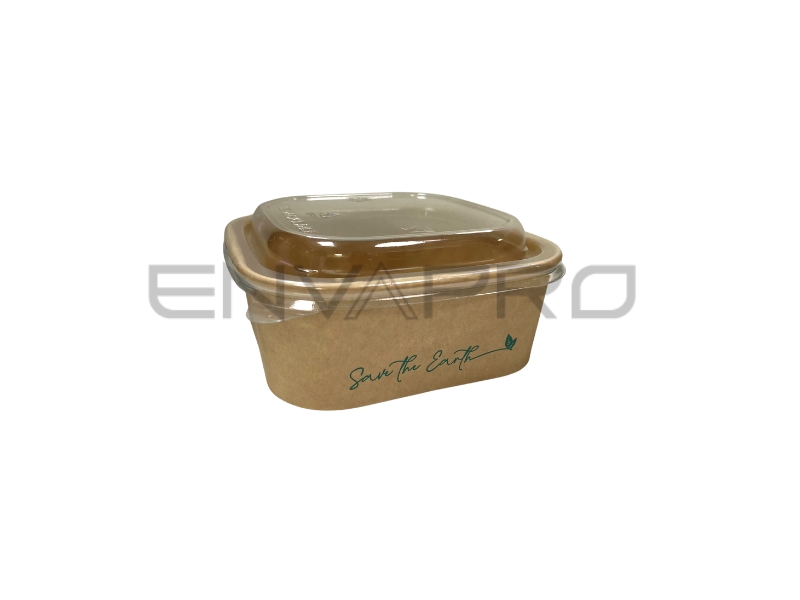 ENVASE KRAFT/KRAFT CUADRADO CON TAPA rPET 16 oz 500 ml.