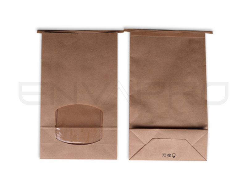 BOLSA KRAFT SOS CON VENTANA Y AUTOCIERRE 60 gsm 210 x 90 x 350 mm