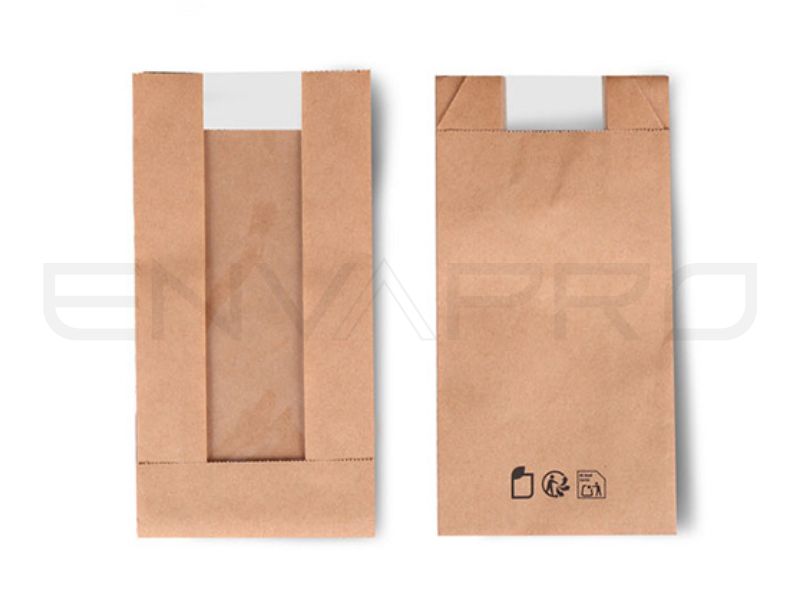 BOLSA KRAFT CON VENTANA FONDO AMERICANO DELUXE 50 gsm 110 x 50 x 210 mm