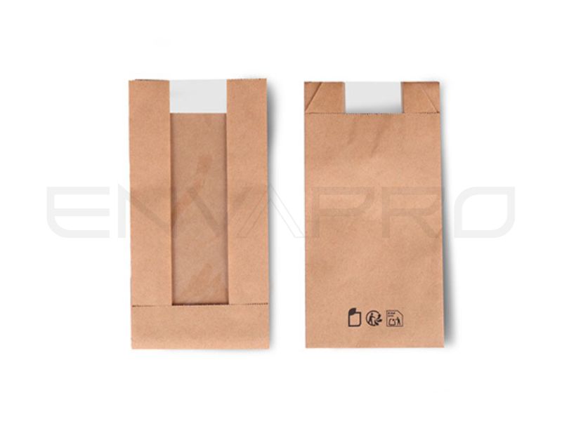 BOLSA KRAFT CON VENTANA FONDO AMERICANO DELUXE 50 gsm 90 x 50 x 170 mm