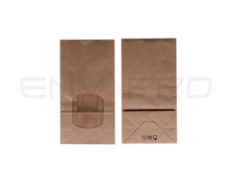 BOLSA KRAFT SOS CON VENTANA FONDO AMERICADO 60 gsm 130 x 80 x 250 mm