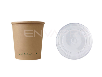 TARRINA SOPERA CARTÓN KRAFT INT/EXT MAS TAPA PP 12 oz 350 ml COMBO