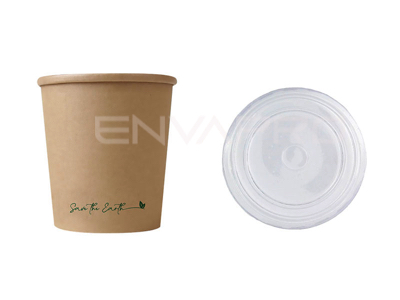 TARRINA SOPERA CARTÓN KRAFT INT/EXT MAS TAPA PP 16 oz 450 ml COMBO