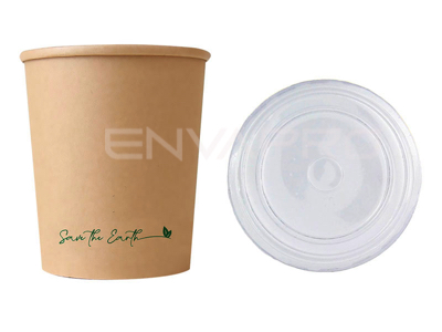 TARRINA SOPERA CARTÓN KRAFT INT/EXT MAS TAPA PP 32 oz 1.000 ml COMBO