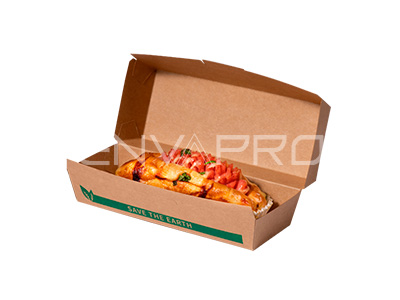 ENVASE CARTON KRAFT PARA HOT DOG 208 x 70 x 75 mm