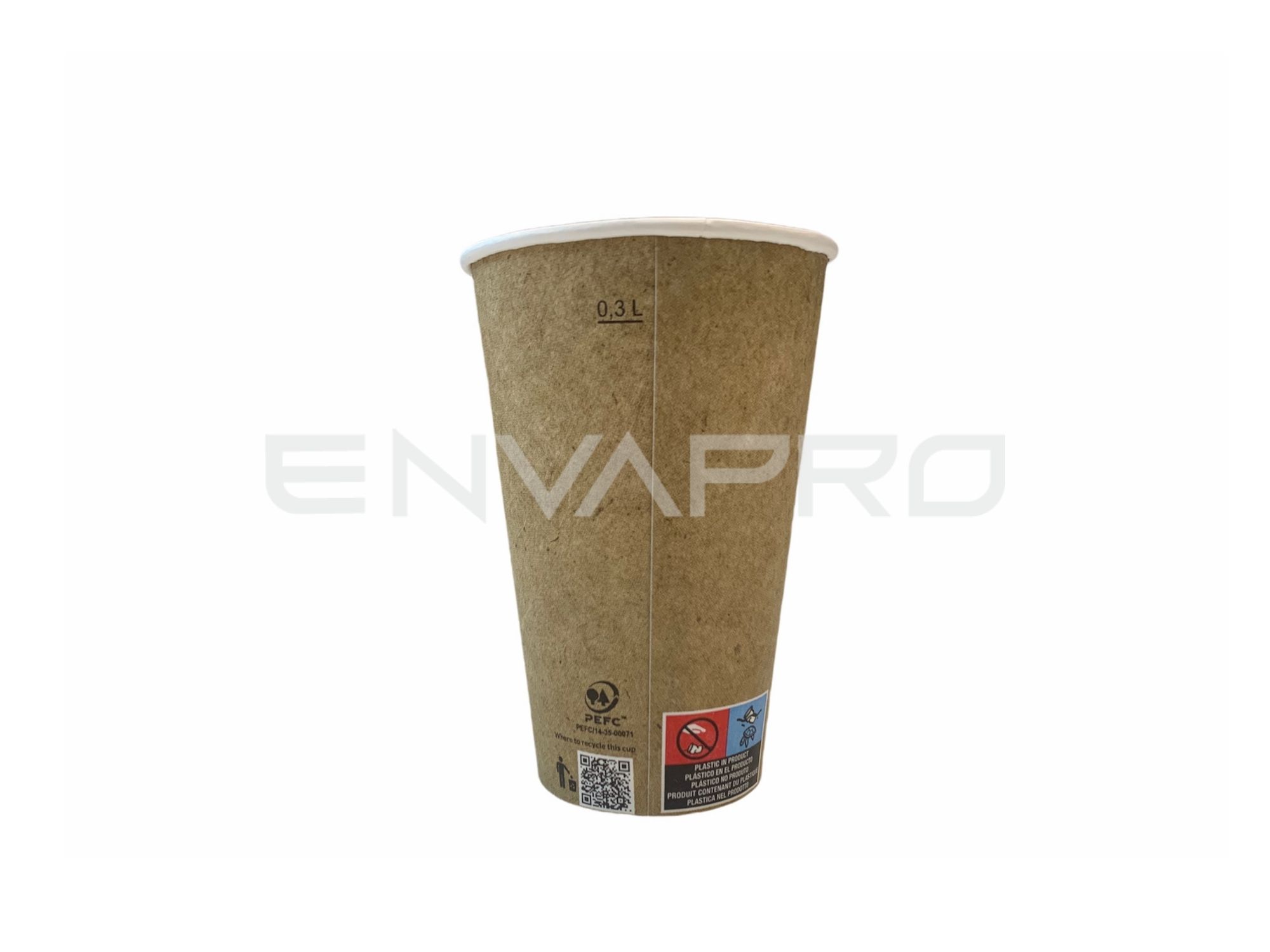 VASO CARTON PARED GRUESA EFECTO KRAFT 12 oz ALTO BOCA 80 mmØ