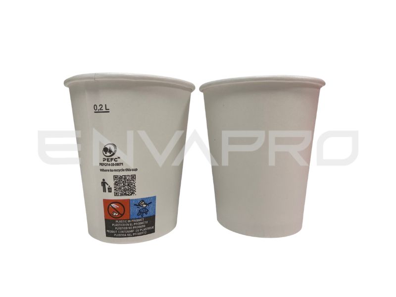 VASO CARTÓN PARED GRUESA BLANCO 8 oz 237 ml BOCA 80mmØ
