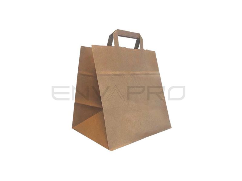 BOLSA PAPEL ASA PLANA 70 gr KRAFT M 26 x 17 x 25 cm 250 uds.