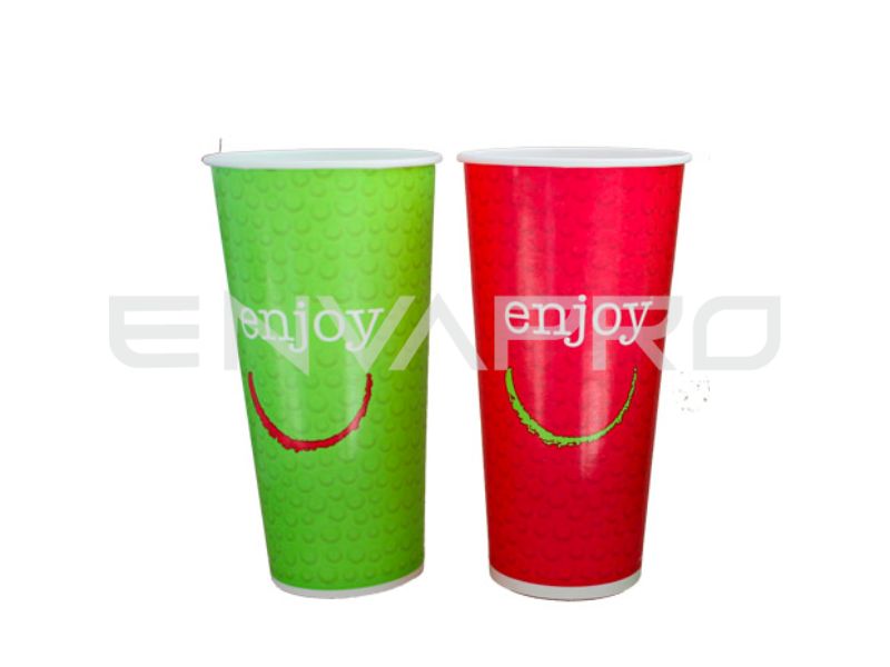 VASO CARTÓN BEBIDA FRÍA ENJOY (2 COLORES MEZCLADOS) 32 oz 1025 ml