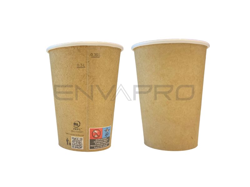 VASO CARTÓN PARED GRUESA EFECTO KRAFT 12/14 oz BOCA 90 mmØ