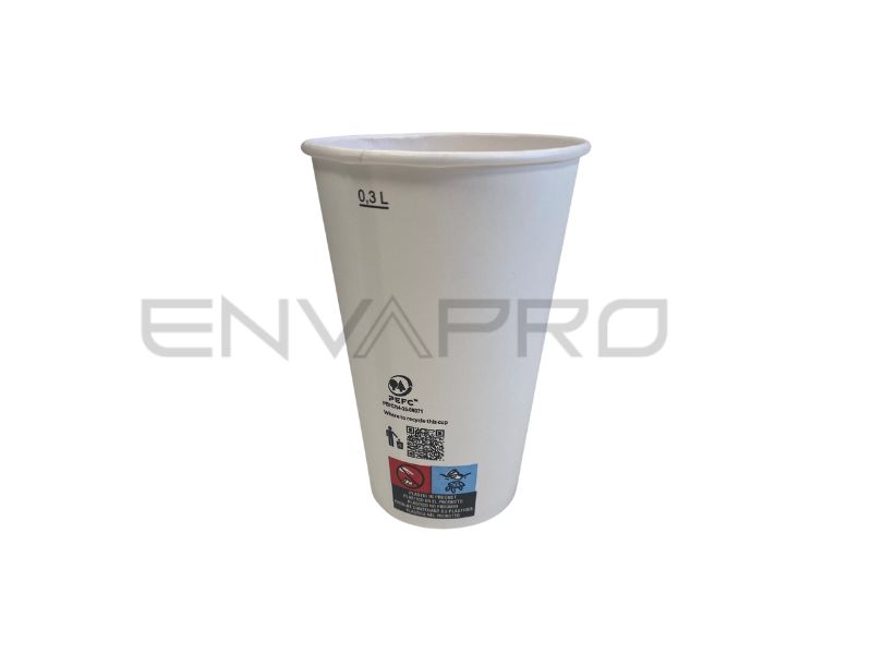 VASO CARTÓN PARED GRUESA BLANCO 12 oz ALTO BOCA DE 80 mmØ