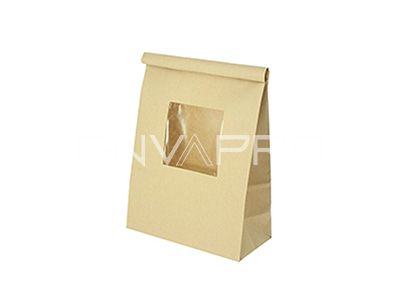 BOLSA PAPEL KRAFT FONDO AMERICANO CON VENTANA Y CIERRE HERMÉTICO