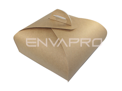 CAJA DE TARTA KRAFT 240 x 240  200mm PAQ. 25 UD