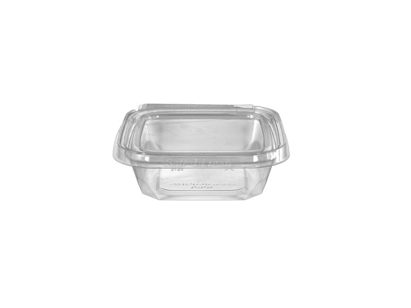 ENVASE CUADRADO TAPA BISAGRA INVIOLABLE 250 ML